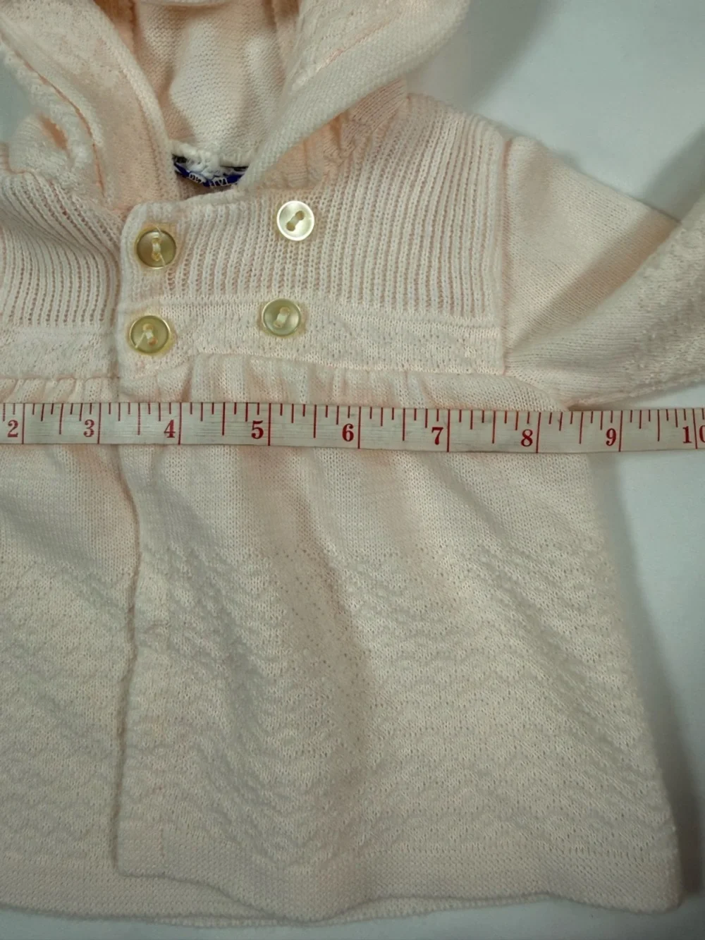 VINTAGE SEARS Girls Hooded‎ Knit Sweater Jacket 3-6 Months Cottagecore Heirloom